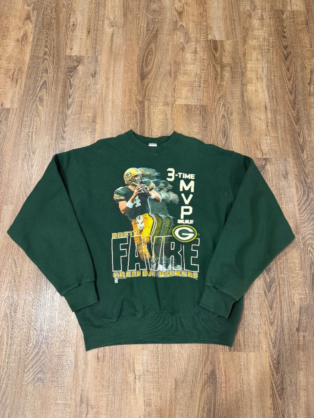 Vintage 1990's Green Bay Packers Brett Farve 3-time MVP Sweatshirt